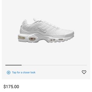 All white Nike air max plus